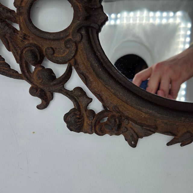 American Civil War Era Cast Iron Federal Eagle Picture Frame W/ Mirror For Sale - Image 3 of 10