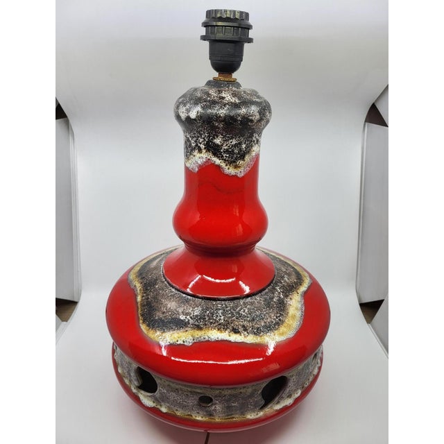 Red Vintage West German Red Ceramic Double Lighting, 1970s For Sale - Image 8 of 18