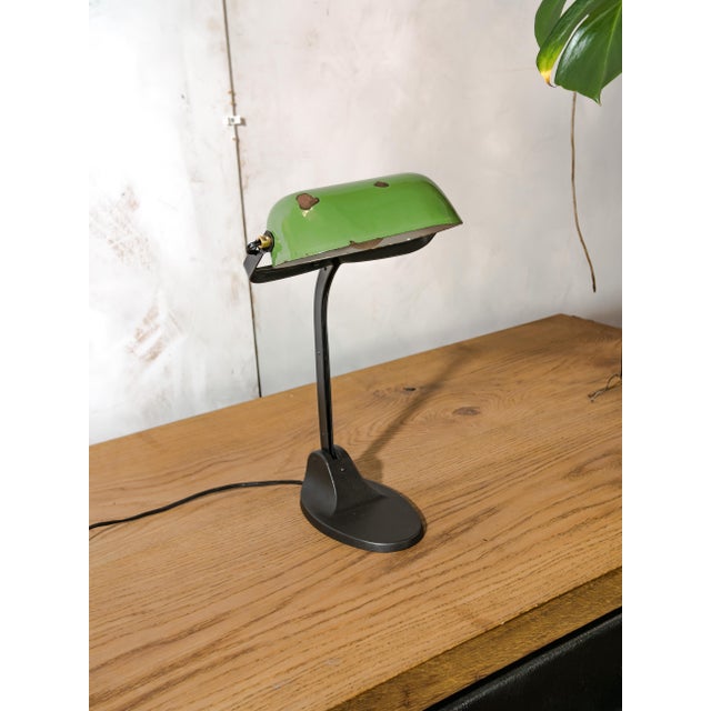 Viktoria Bankers Desk Lamp with Green Enamel Shade, 1920s For Sale - Image 3 of 16