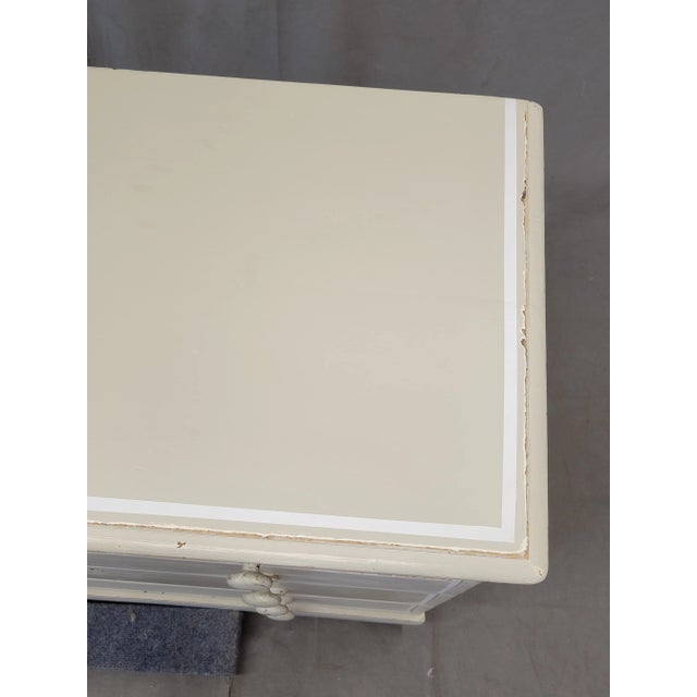 Wood Antique English Edwardian Dresser Chest of Drawers With Old Cream and White Paint For Sale - Image 7 of 16
