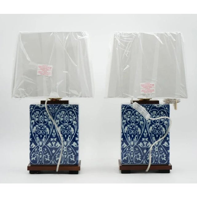 Blue and White Ceramic Table Lamps from Ralph Lauren, Set of 2 For Sale - Image 5 of 10