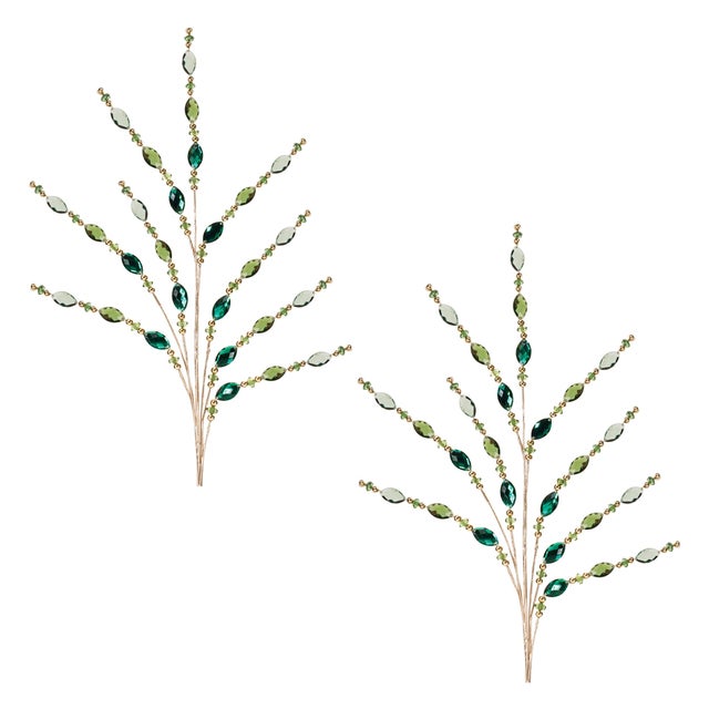 Contemporary Green Jewel Bead Spray (Set of 2) For Sale - Image 3 of 3