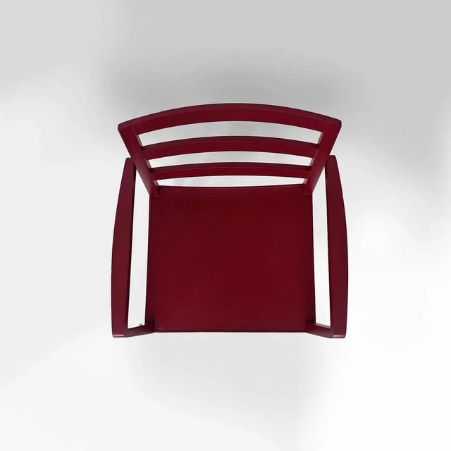 Wood Italian Modern Armchair in Burgundy Varnished Wood, 1980s For Sale - Image 7 of 18
