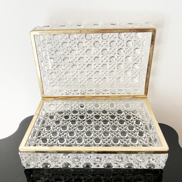 French treasure chest of the 1950s in crystal diamond bohemia -antiques- Year: about 1950 Made in France Materials:...