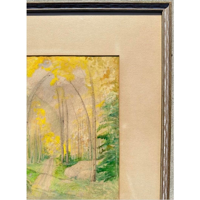 1950s Bert G. Phillips (1868–1956) Watercolor Aspen Forest Path Scene Painting For Sale In San Diego - Image 6 of 12