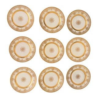 Vintage H & Co Selb Bavaria Heinrich Gold Encrusted Plates – Set of 9 For Sale