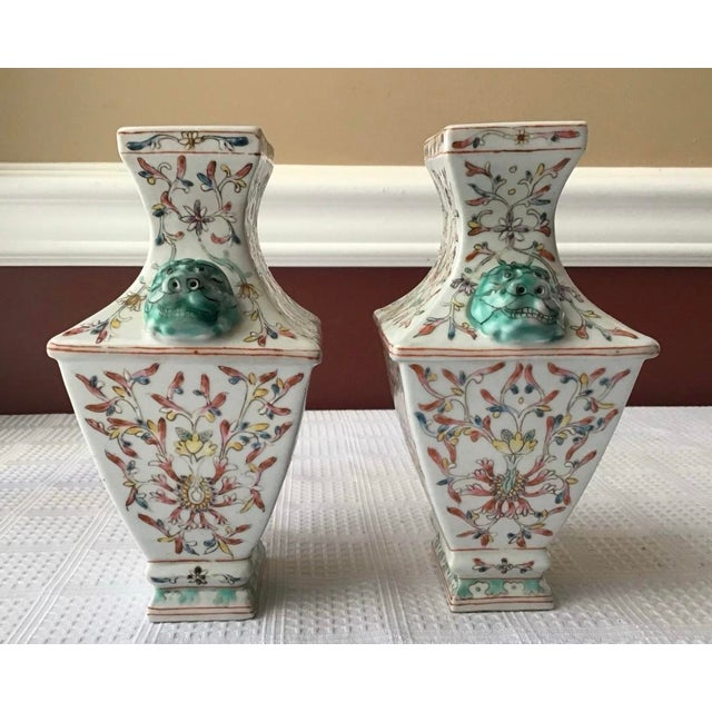 Pair of Chinese Porcelain Vases | Children in Garden Scenes | 4-Character Qianlong Mark | 7” Tall For Sale - Image 4 of 10