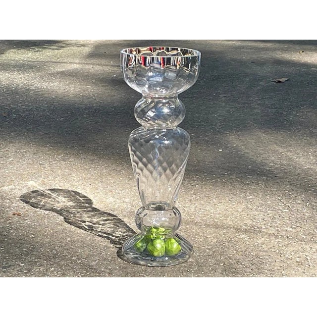 1980s Grand 20" Studio Nova Crystal Glass Pedestal Vase/Candle Holder For Sale - Image 5 of 6