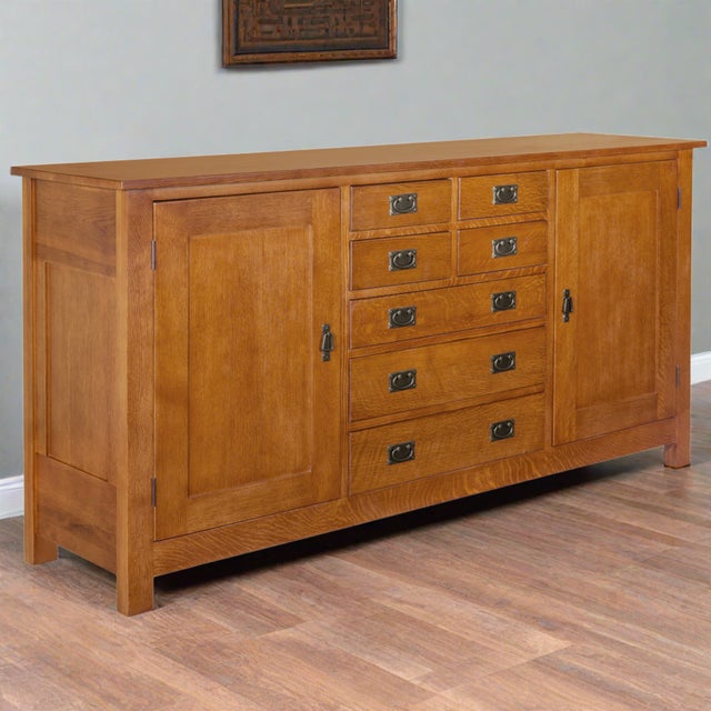 Mission 7 Drawer Sideboard With 2 Doors - Michael's Cherry (Mc-A) - 82" For Sale - Image 16 of 16