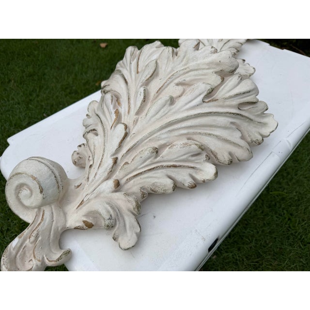 Vintage Giant 36” Acanthus Leaf Architectural Wall Planter / Wall Pocket For Sale - Image 10 of 11