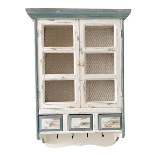 Vintage Shabby / Country /Farm House Chicken Wire, Wall Mount Hutch Cabinet for Kitchen, Bathroom For Sale