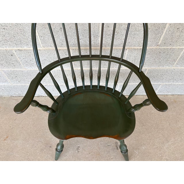 Nichols & Stone Olive Green Maple Sack Back Arm Chair For Sale In Philadelphia - Image 6 of 8
