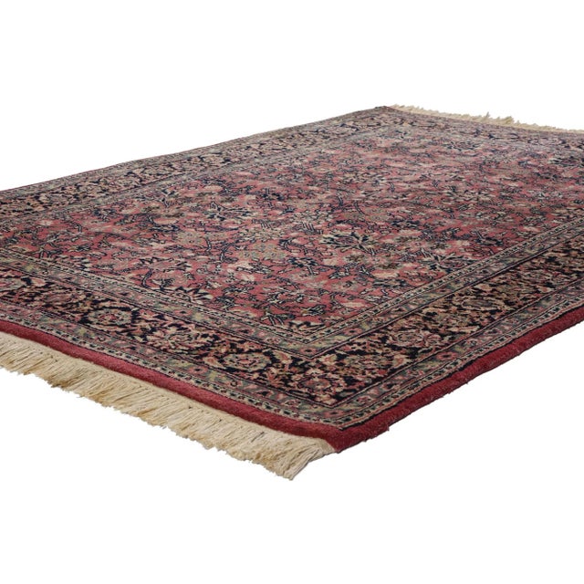 ​78693 Vintage Red Persian Bijar Rug, 04'01 x 06'00. Persian Bijar rugs are intricately woven rugs originating from the...