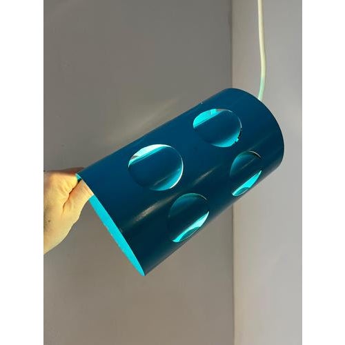 Hanging Lamp in Turquoise Metal from Raak Amsterdam For Sale - Image 5 of 11