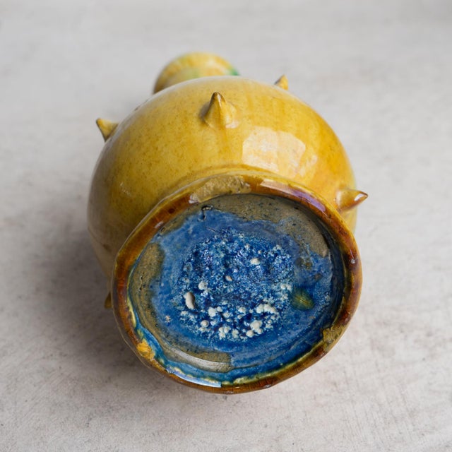 Vintage French Faience Spikey Glazed Studio Pottery Vase, Early to Mid 20th C For Sale - Image 12 of 14