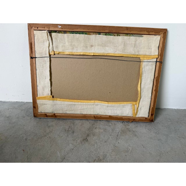 1980's Vintage Needlepoint Landscape Textile Wall Art – Framed For Sale - Image 11 of 11