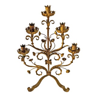 Large 19th Century Tole Candelabra For Sale