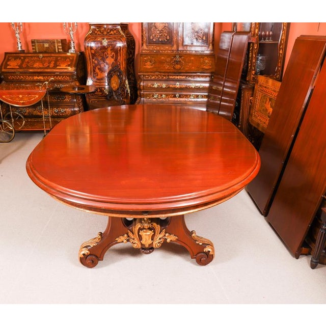 Antique Victorian Mahogany Twin Base Dining Table and Chairs, 1800s, Set of 13 For Sale - Image 13 of 14
