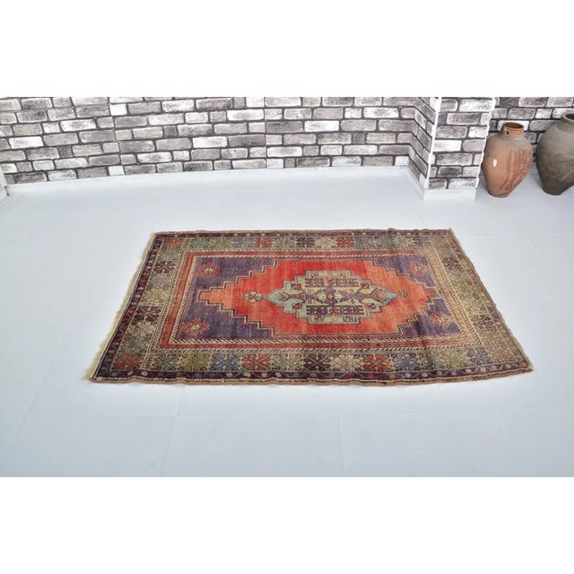 Textile Anatolian Geometric Vintage Rug For Sale - Image 7 of 10