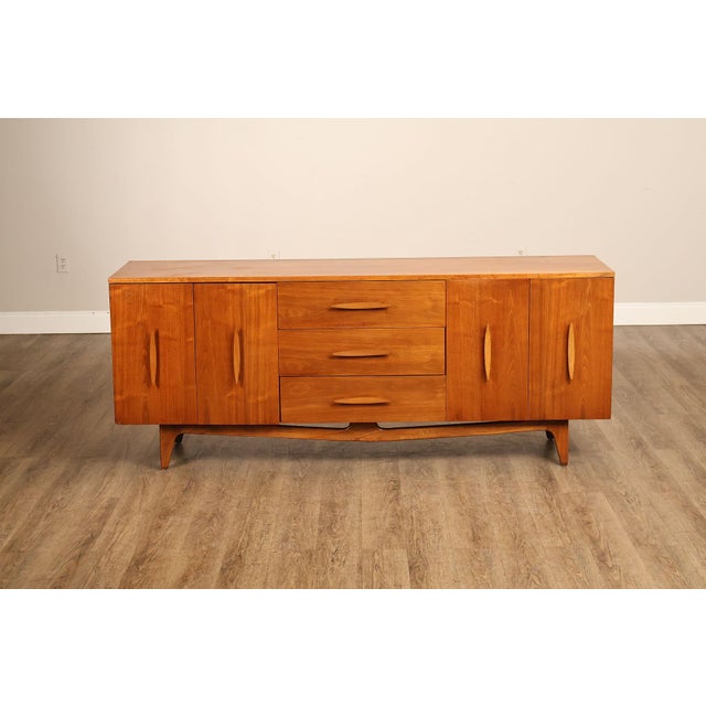 Mid Century Modern Sculpted Walnut Long Dresser For Sale - Image 17 of 18