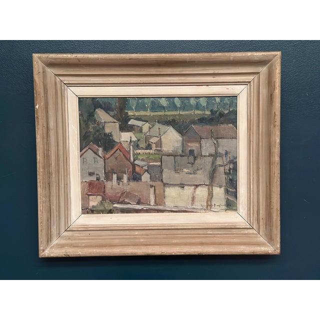 Landscape with Geometric Houses, 1950s, Oil on Panel, Framed For Sale - Image 15 of 18