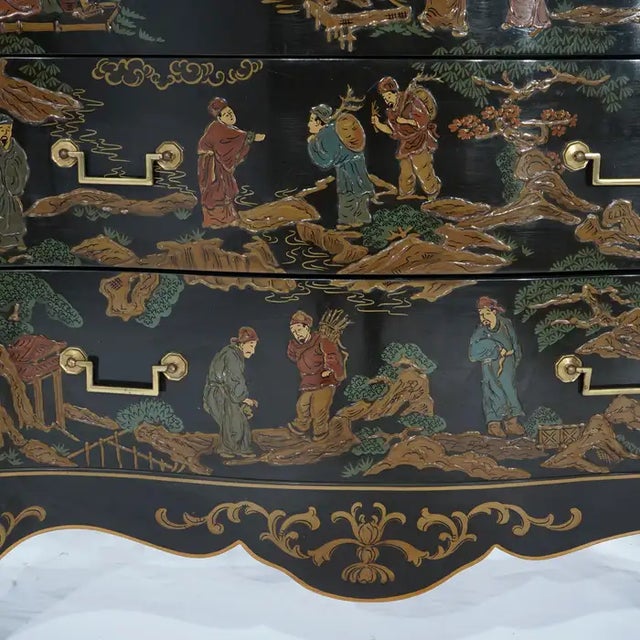 Chinoiserie 1980s Drexel Heritage Chinoiserie Decorated & Gilt Commode For Sale - Image 3 of 13