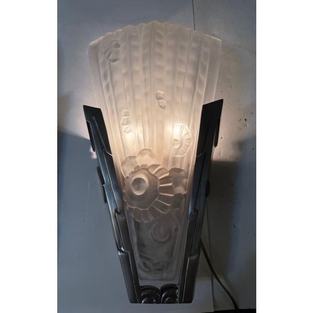 1920s Pair of French Art Deco Sconces by Genet Et Michon For Sale - Image 11 of 11