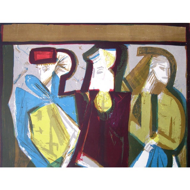 Walter Becker, 3 Women in a Train Compartment, 1950s, Lithograph For Sale - Image 4 of 15