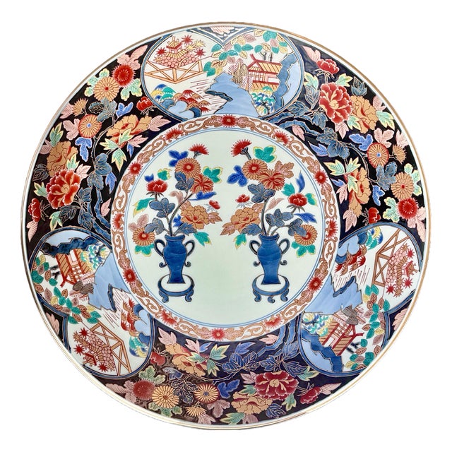 Antique Japanese Large Imari Charger Wall Plate – Arita Ware Kinrande Style For Sale