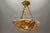 French Neoclassical Style Amber Alabaster and Bronze Pendant Light, 1920s For Sale - Image 13 of 18