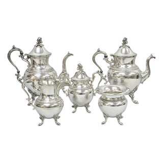 Vintage Birmingham English Art Nouveau Silver Plated Tea Service - 5 Pc Set For Sale
