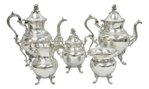 Vintage Birmingham English Art Nouveau Silver Plated Tea Service - 5 Pc Set