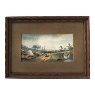 1876 Scottish Watercolor of Shepherd and Sheep at Leadburn Moor, Signed J. Newlands For Sale