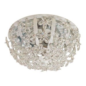 1960s Crystal Flower Foliate Motif Flush Mount