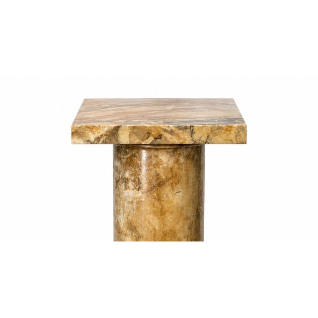 Italian Early 20th Italian Polished Siena Marble Pedestal Column With Warm Toned Veining For Sale - Image 3 of 10