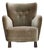 Danish Armchair in Green Velour with Oak Legs For Sale