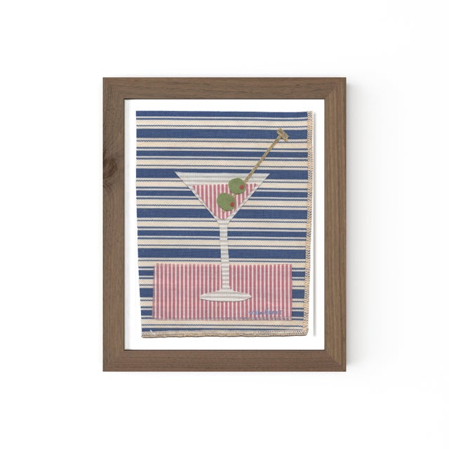 Bridget the Martini by Willa Heart in Walnut Frame, Mini Art Print For Sale