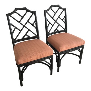 Bamboo Chippendale Side Chairs - a Pair