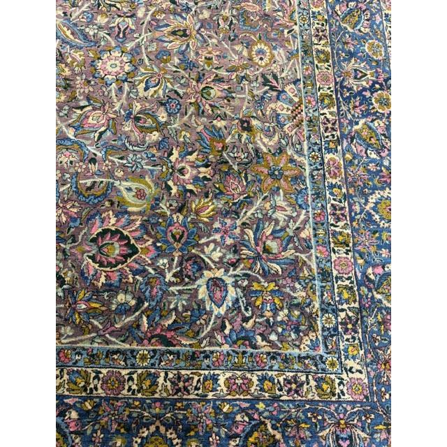 Mid 19th Century 1840s Multicolor Traditional Antique Classical Motifs Kerman Knotted Wool Rug For Sale - Image 5 of 6