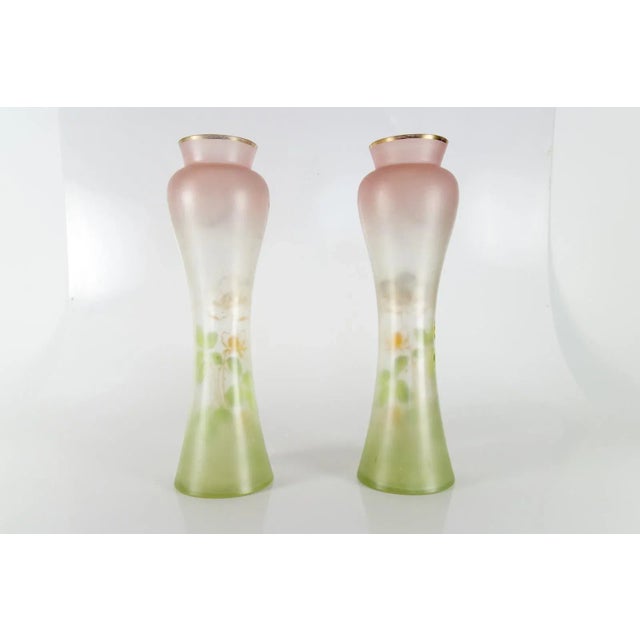 Art Nouveau French Colored Glass Vases, 1920s, Set of 2 For Sale - Image 15 of 18