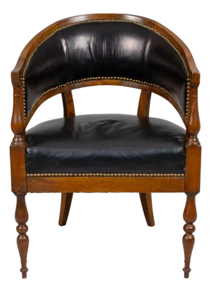 Early 19th Century French Directoire Walnut Leather Desk Chair