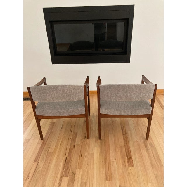Midcentury Walnut Open Arm Chairs- A Pair For Sale - Image 4 of 10