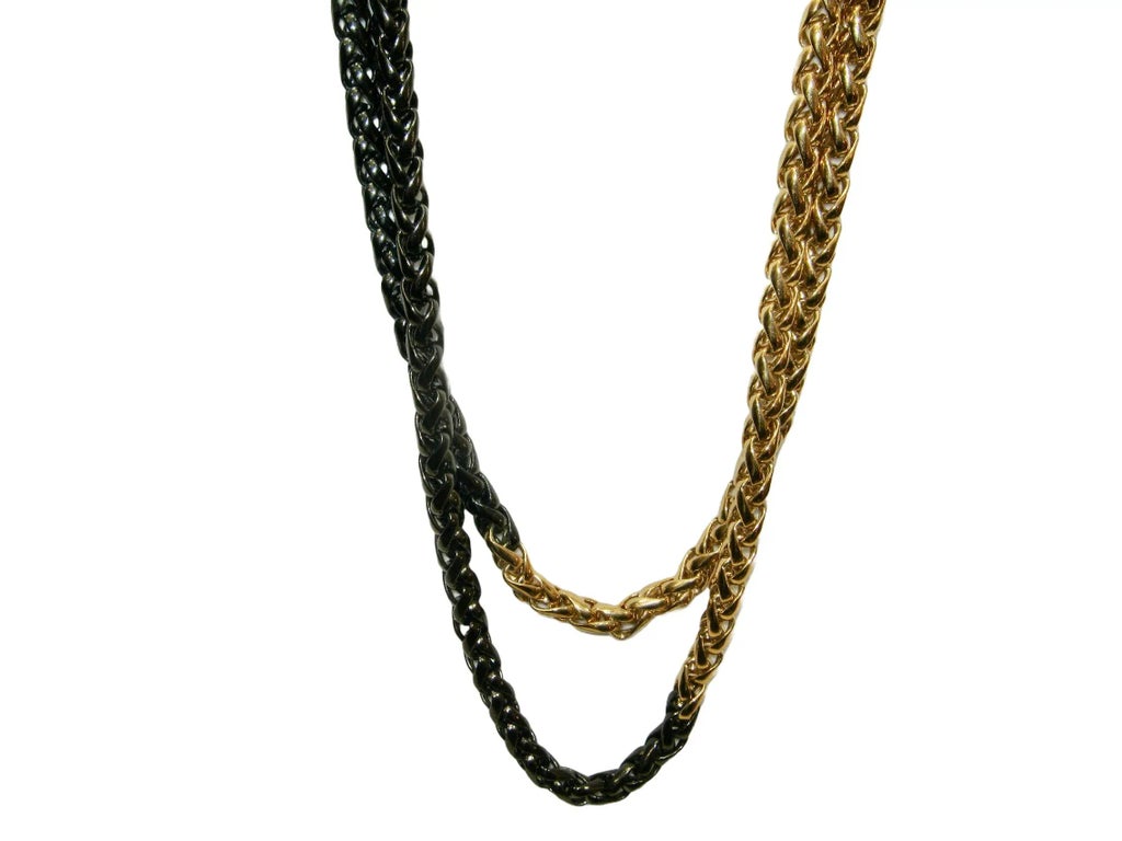 Vintage Givenchy Gold & Hematite Thick Chain Necklace | Chairish