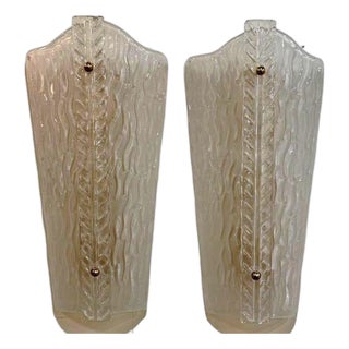 Pair of Large-Scale Wave Murano Glass Sconces For Sale