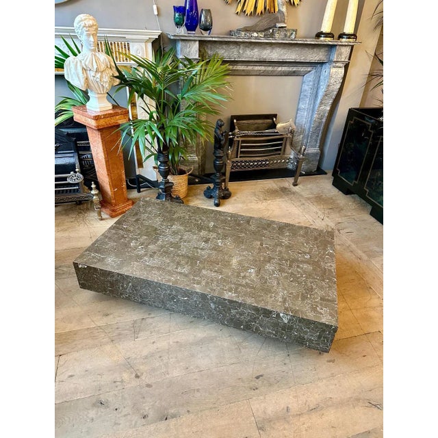 Large Low Coffee Table in Grey Tessellated Marble by Maitland Smith, 1980s For Sale - Image 10 of 12
