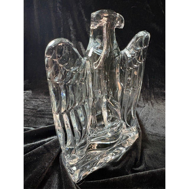 Glass Vintage Fostoria #2585 Crystal Eagle Bookends Pair 1940-1943 Art Deco Usa For Sale - Image 7 of 12