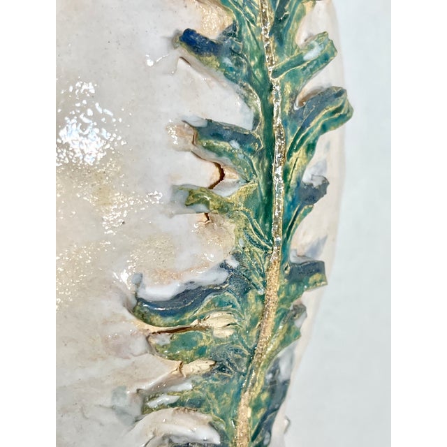 Vintage Italian Earthenware Vase With Stylized Peacock Feather Design For Sale - Image 15 of 15
