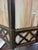 1920s Gothic Tudor Ecclesiastical Gold Painted Metal & Slag Glass Fixture Chandelier For Sale - Image 4 of 10