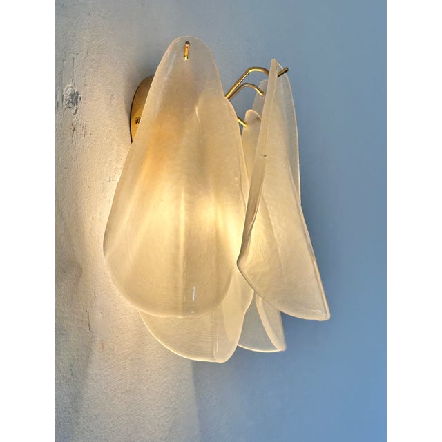 Murano Contemporary Modern Sanded Champagne "Rondini" Murano Wall Sconces- Set of Two For Sale - Image 4 of 9