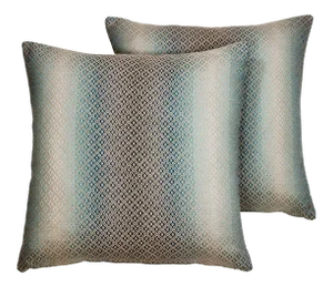 22" X 22" Clarke and Clarke Diamante Aqua Pillows, Pair